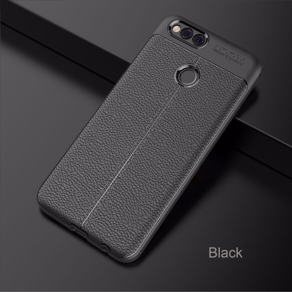 Microsonic Huawei Honor 7X Kılıf Deri Dokulu Silikon Siyah 3