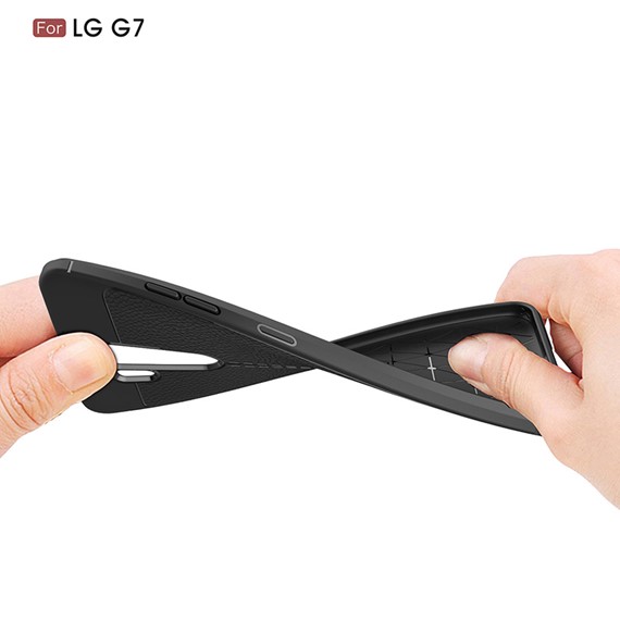 Microsonic LG G7 Kılıf Deri Dokulu Silikon Siyah 3
