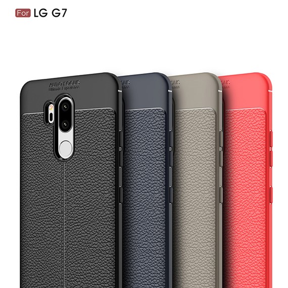 Microsonic LG G7 Kılıf Deri Dokulu Silikon Lacivert 4
