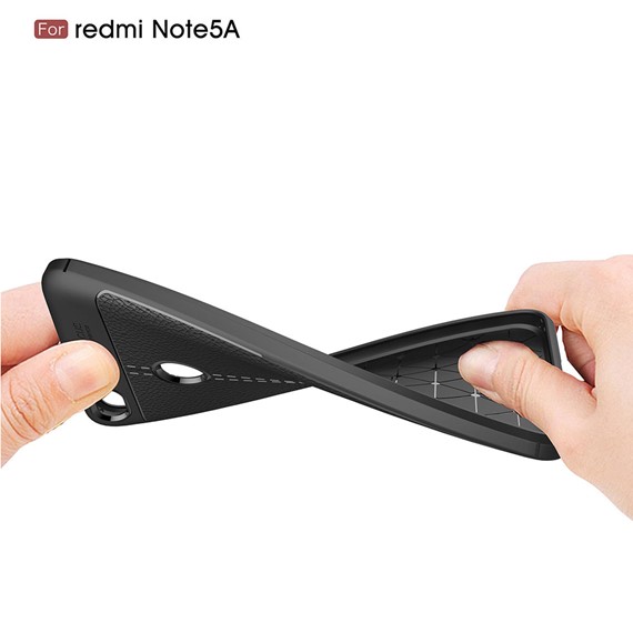 Microsonic Xiaomi Redmi Note 5A Prime Kılıf Deri Dokulu Silikon Siyah 3