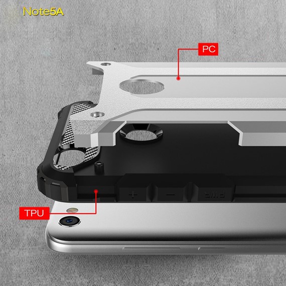 Microsonic Xiaomi Redmi Note 5A Prime Kılıf Rugged Armor Gümüş 4