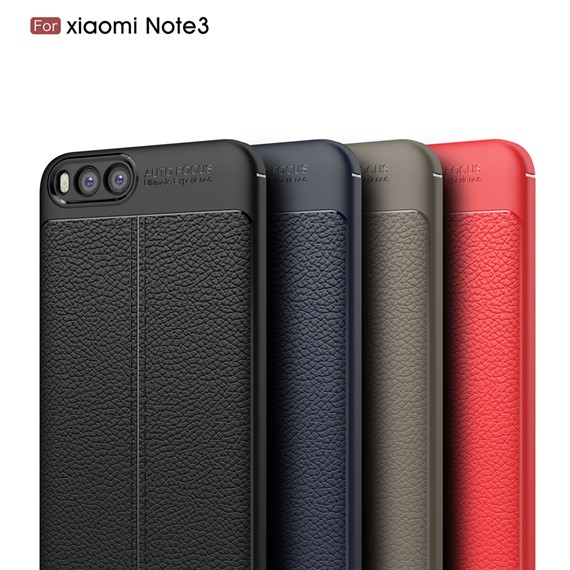 Microsonic Xiaomi Mi Note 3 Kılıf Deri Dokulu Silikon Kırmızı 4