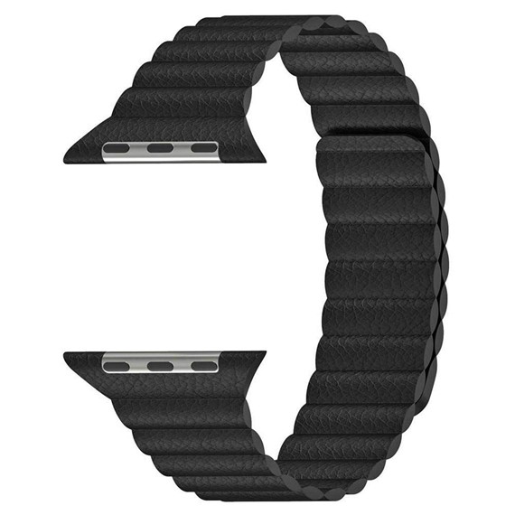 Microsonic Apple Watch Series 3 38mm Twist Leather Loop Kordon Siyah 1
