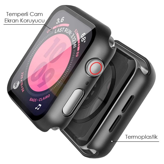 Microsonic Apple Watch Series 5 40mm Kılıf Matte Premium Slim WatchBand Siyah 3