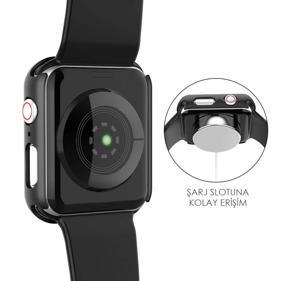 Microsonic Apple Watch Series 5 40mm Kılıf Matte Premium Slim WatchBand Siyah 4