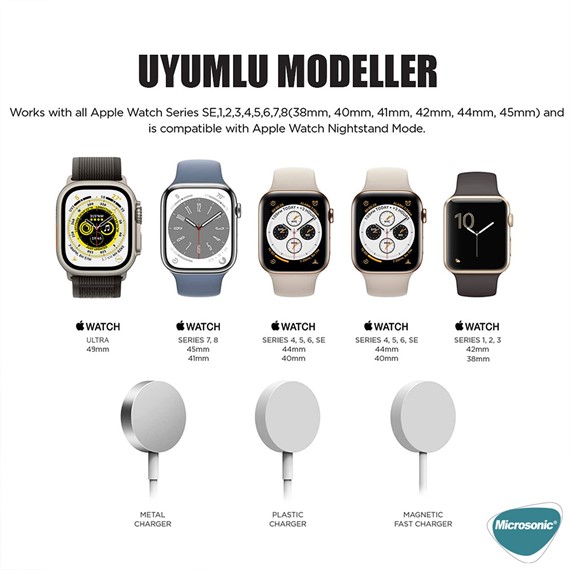 Microsonic Apple Watch SE 2022 44mm Masaüstü Şarj Standı Gameboy Siyah 7