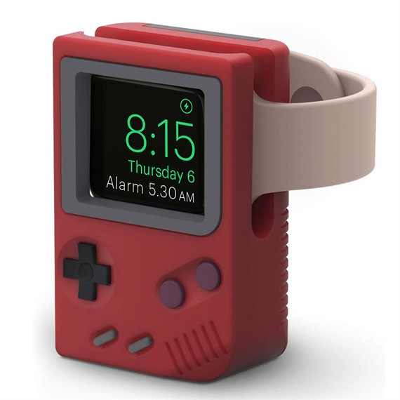 Microsonic Apple Watch 9 45mm Masaüstü Şarj Standı Gameboy Kırmızı 1