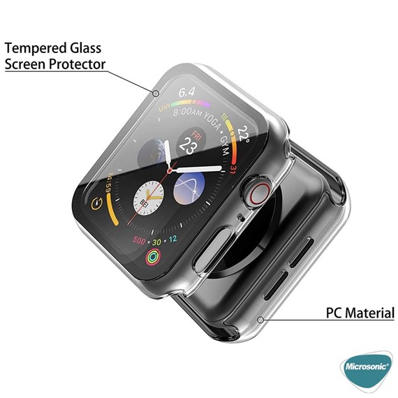 Microsonic Apple Watch SE 40mm Kılıf Clear Premium Slim WatchBand Şeffaf 6