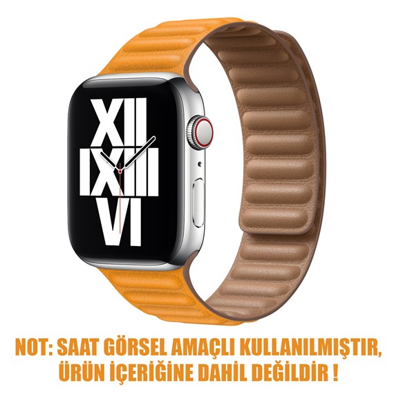 Microsonic Apple Watch SE 2022 40mm Kordon Leather Link Band Turuncu 2