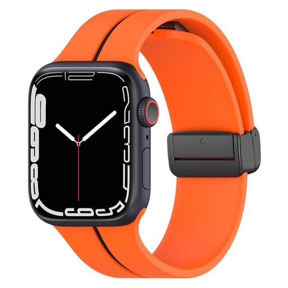 Microsonic Apple Watch SE 44mm Kordon Ribbon Line Turuncu Siyah 1