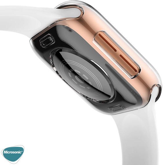 Microsonic Apple Watch SE 2022 40mm Kılıf 360 Full Round Soft Silicone Şeffaf 4