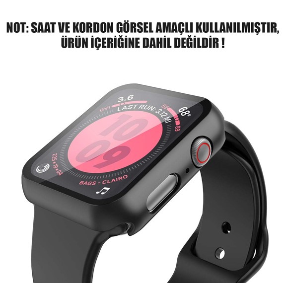 Microsonic Apple Watch SE 44mm Kılıf Matte Premium Slim WatchBand Siyah 2