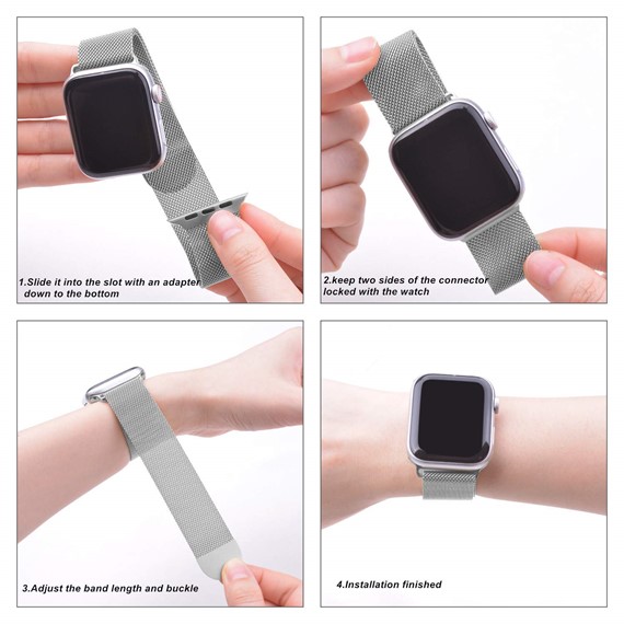 Microsonic Apple Watch Series 8 41mm Kordon Luxe Metal Twist Siyah 5
