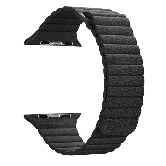 Microsonic Apple Watch Series 9 45mm Twist Leather Loop Kordon Siyah 2