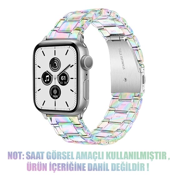 Microsonic Apple Watch Series 7 41mm Kordon Stainless Transparent Clear Çok Renkli 2