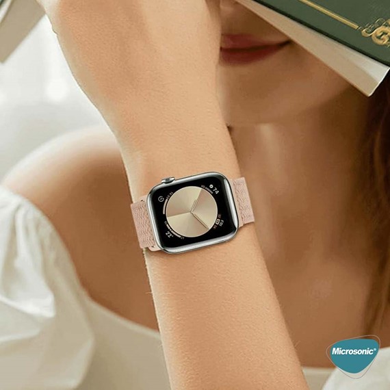 Microsonic Apple Watch Series 6 44mm Kordon Medium Size 147mm Knitted Fabric Single Loop Siyah 5