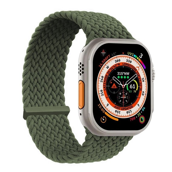 Microsonic Apple Watch Series 8 41mm Kordon Medium Size 147mm Knitted Fabric Single Loop Koyu Yeşil 1
