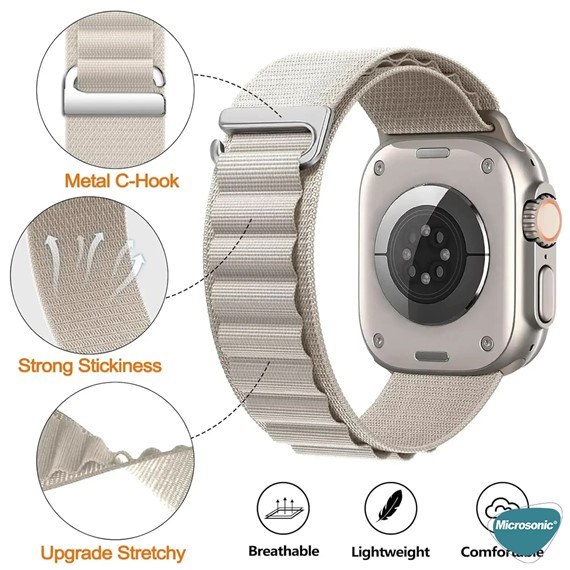 Microsonic Apple Watch Series 9 41mm Kordon Alps Spin Siyah 2