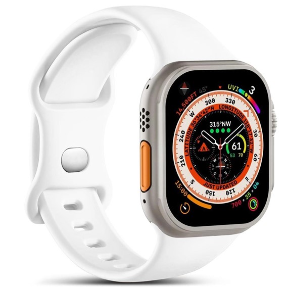 Microsonic Apple Watch Series 9 45mm Kordon ActiveFlex Wristband Beyaz 1