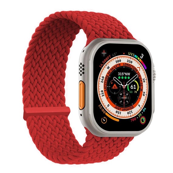 Microsonic Apple Watch Ultra 2 Kordon Medium Size 147mm Knitted Fabric Single Loop Kırmızı 1