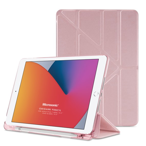 Microsonic Apple iPad 10 2 7 Nesil Kılıf A2197-A2200-A2198 Origami Pencil Rose Gold 1