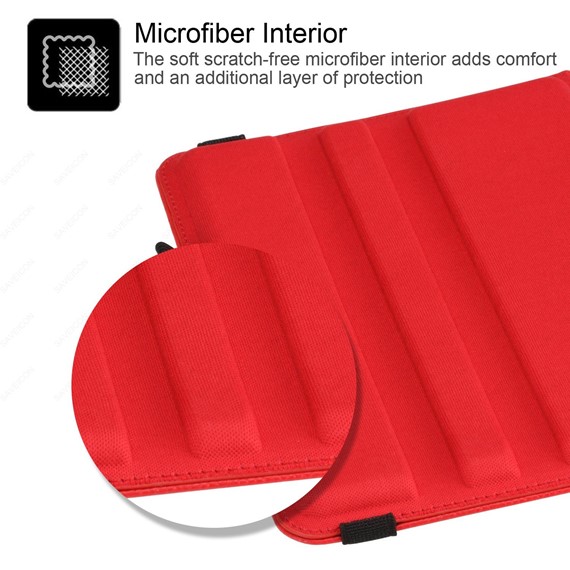 Microsonic Apple iPad Mini 5 7 9 2019 A2133-A2124-A2125-A2126 Kılıf 360 Rotating Stand Deri Kırmızı 5