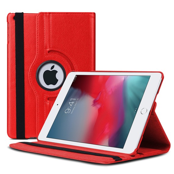 Microsonic Apple iPad Mini 5 7 9 2019 A2133-A2124-A2125-A2126 Kılıf 360 Rotating Stand Deri Kırmızı 1