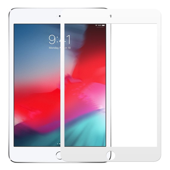 Microsonic Apple iPad Mini 5 7 9 2019 A2133-A2124-A2125-A2126 Tam Kaplayan Temperli Cam Ekran Koruyucu Beyaz 1