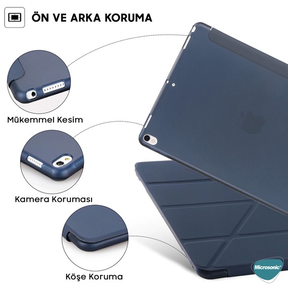 Microsonic Apple iPad Pro 10 5 A1701-A1709-A1852 Folding Origami Design Kılıf Mor 5