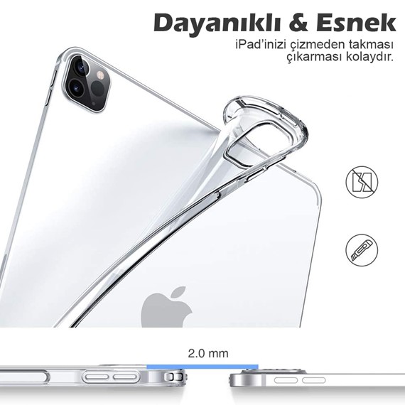 Microsonic Apple iPad Pro 12 9 2022 6 Nesil Kılıf A2436-A2764-A2437-A2766 Transparent Soft Şeffaf 3