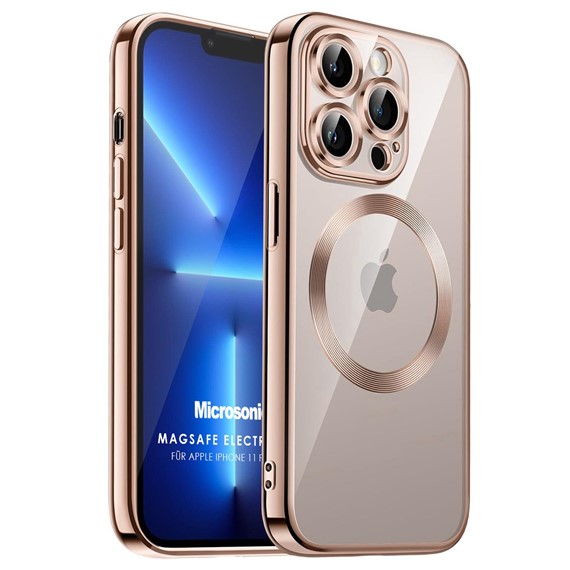 Microsonic Apple iPhone 11 Pro Max Kılıf MagSafe Luxury Electroplate Rose Gold 1