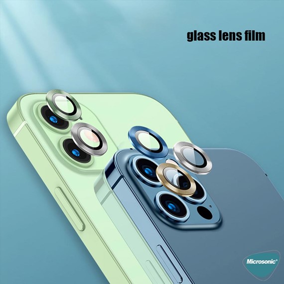 Microsonic Apple iPhone 13 Pro Tekli Kamera Lens Koruma Camı Gold 8
