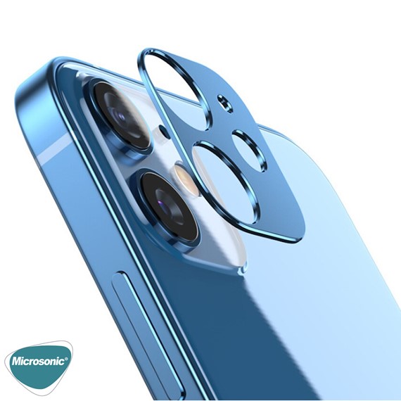 Microsonic Apple iPhone 12 Mini Kamera Lens Koruma Camı V2 Mavi 2