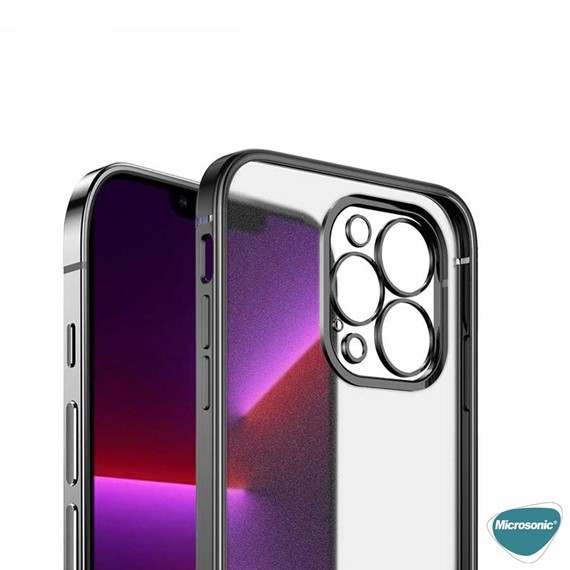 Microsonic Apple iPhone 13 Pro Max Kılıf Square Matte Plating Siyah 6