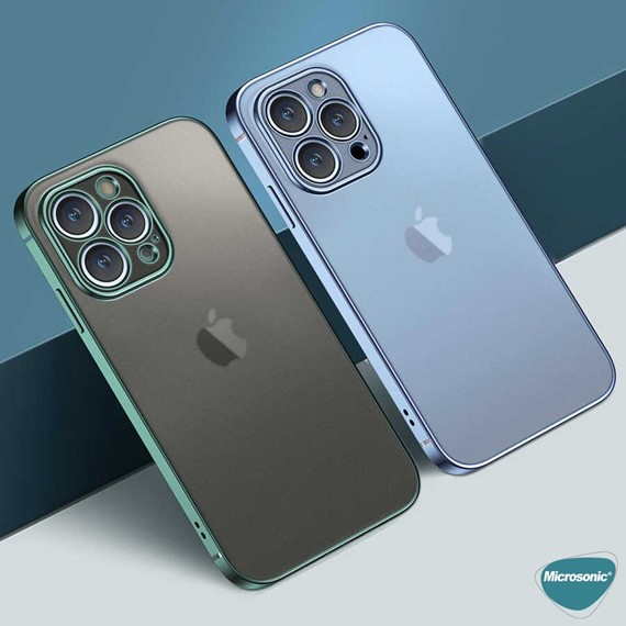 Microsonic Apple iPhone 12 Pro Max Kılıf Square Matte Plating Mavi 7