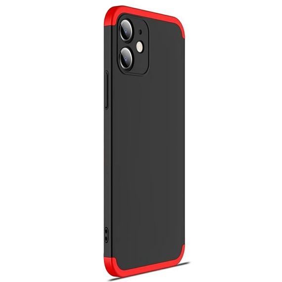 Microsonic Apple iPhone 12 Mini Kılıf Double Dip 360 Protective Siyah Kırmızı 2