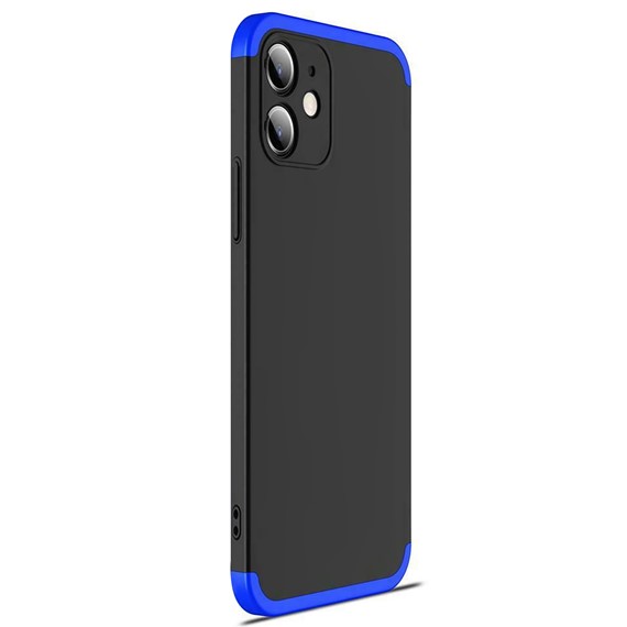 Microsonic Apple iPhone 12 Mini Kılıf Double Dip 360 Protective Siyah Mavi 2