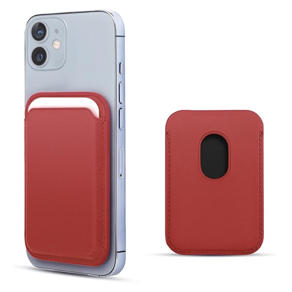 Microsonic Apple iPhone 12 Leather Wallet MagSafe Kırmızı 1