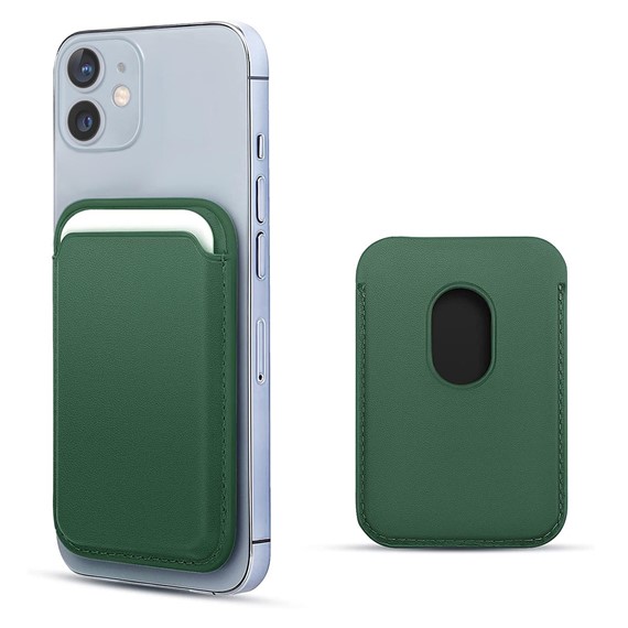 Microsonic Apple iPhone 12 Mini Leather Wallet MagSafe Yeşil 1