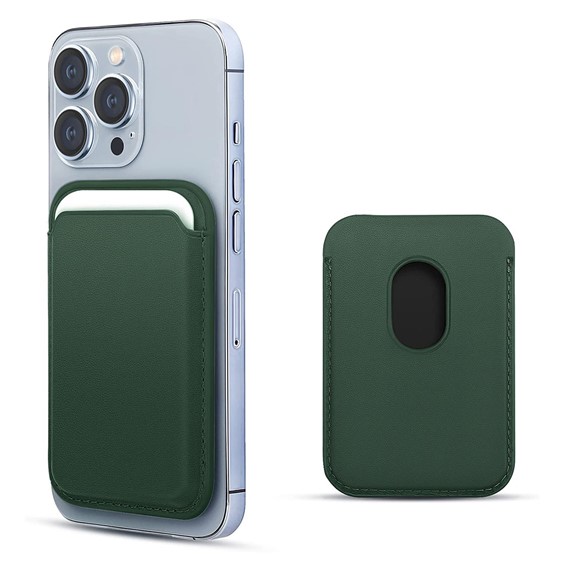 Microsonic Apple iPhone 13 Pro Max Leather Wallet MagSafe Koyu Yeşil 1