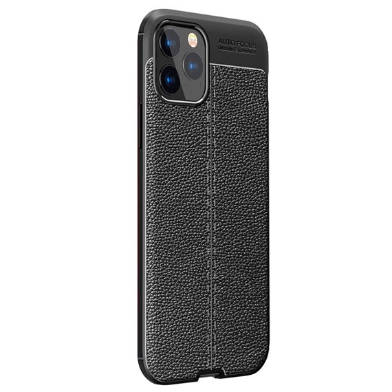 Microsonic Apple iPhone 12 Pro Max Kılıf Deri Dokulu Silikon Siyah 2