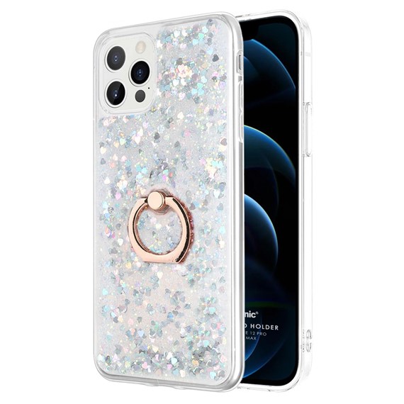Microsonic Apple iPhone 12 Pro Max Kılıf Glitter Liquid Holder Gümüş 1