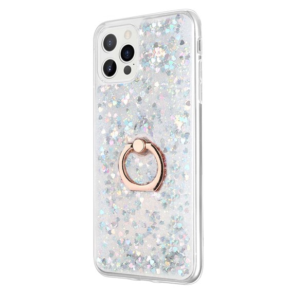 Microsonic Apple iPhone 12 Pro Max Kılıf Glitter Liquid Holder Gümüş 2