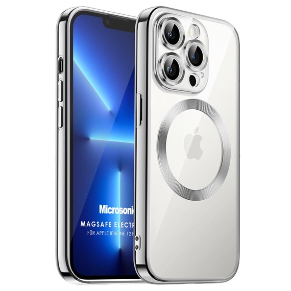 Microsonic Apple iPhone 12 Pro Max Kılıf MagSafe Luxury Electroplate Gümüş 1
