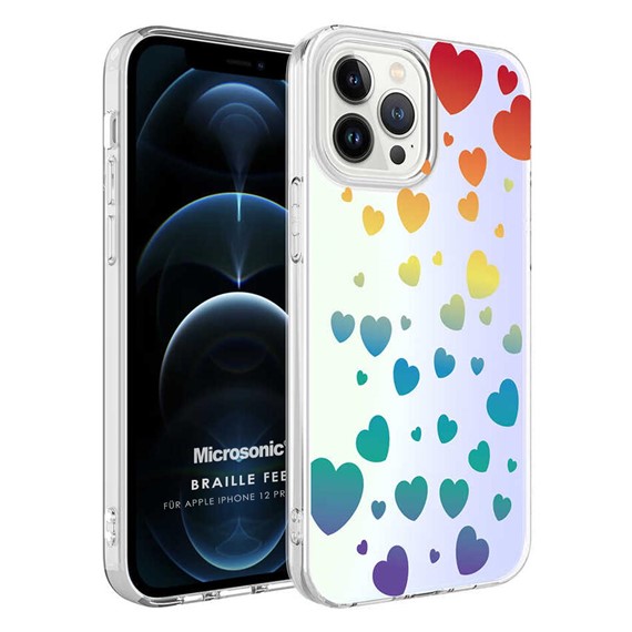 Microsonic Apple iPhone 12 Pro Braille Feel Desenli Kılıf Heart 1