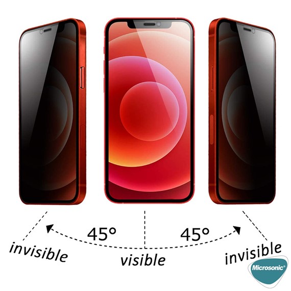Microsonic Apple iPhone 12 Pro Max Privacy 5D Gizlilik Filtreli Cam Ekran Koruyucu Siyah 2