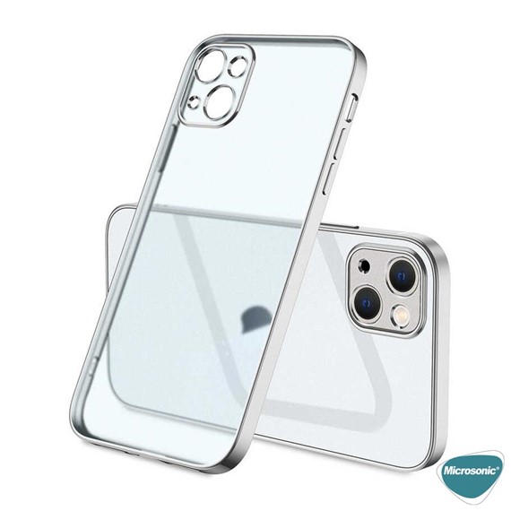 Microsonic Apple iPhone 13 Mini Kılıf Square Matte Plating Gümüş 2