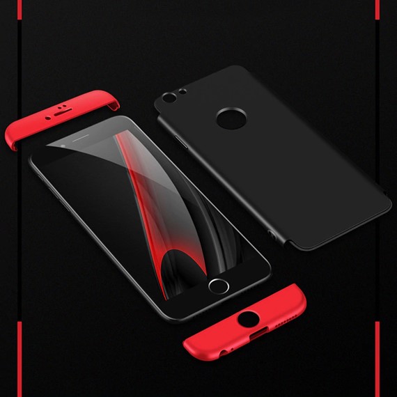 Microsonic Apple iPhone 7 Kılıf Double Dip 360 Protective Siyah Kırmızı 4