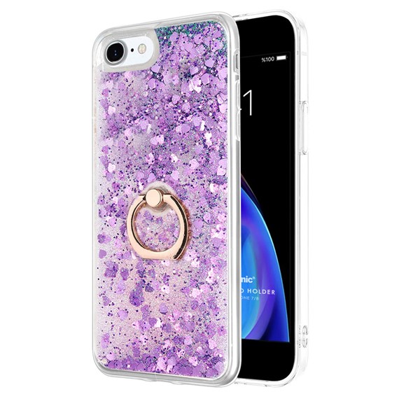 Microsonic Apple iPhone 8 Kılıf Glitter Liquid Holder Mor 1