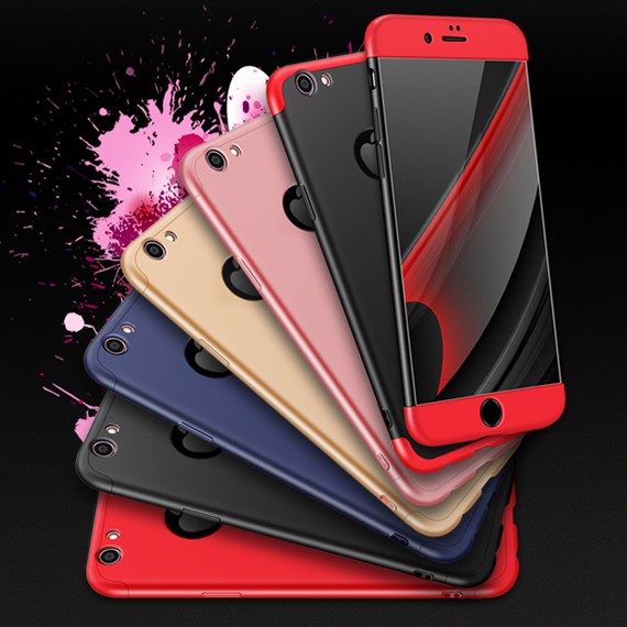 Microsonic Apple iPhone 8 Kılıf Double Dip 360 Protective Siyah Kırmızı 5